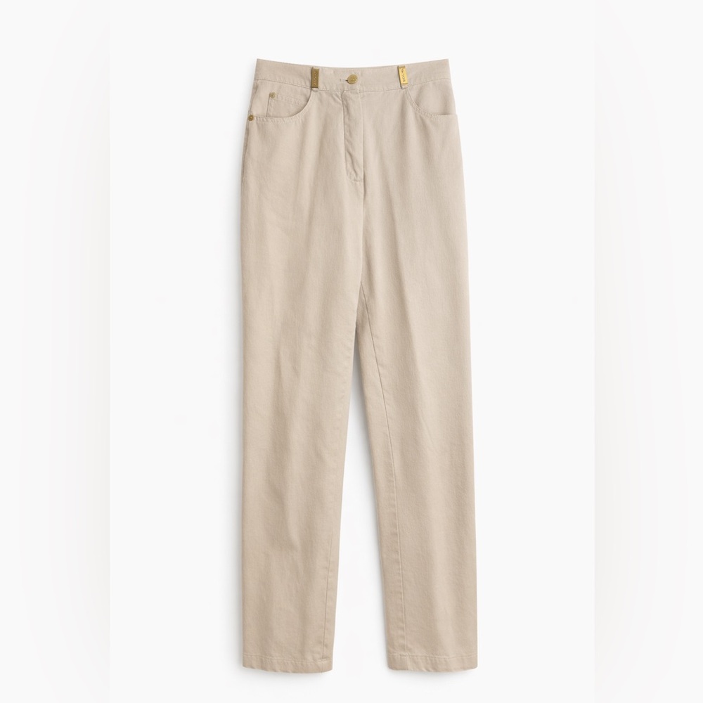 St. John Beige Straight-Leg Pants